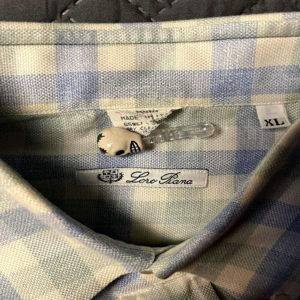 Loro Piana Luxury Linen Shirt Pastel Gingham Plaid Heritage Bespoke Men's XL - Picture 3 of 10